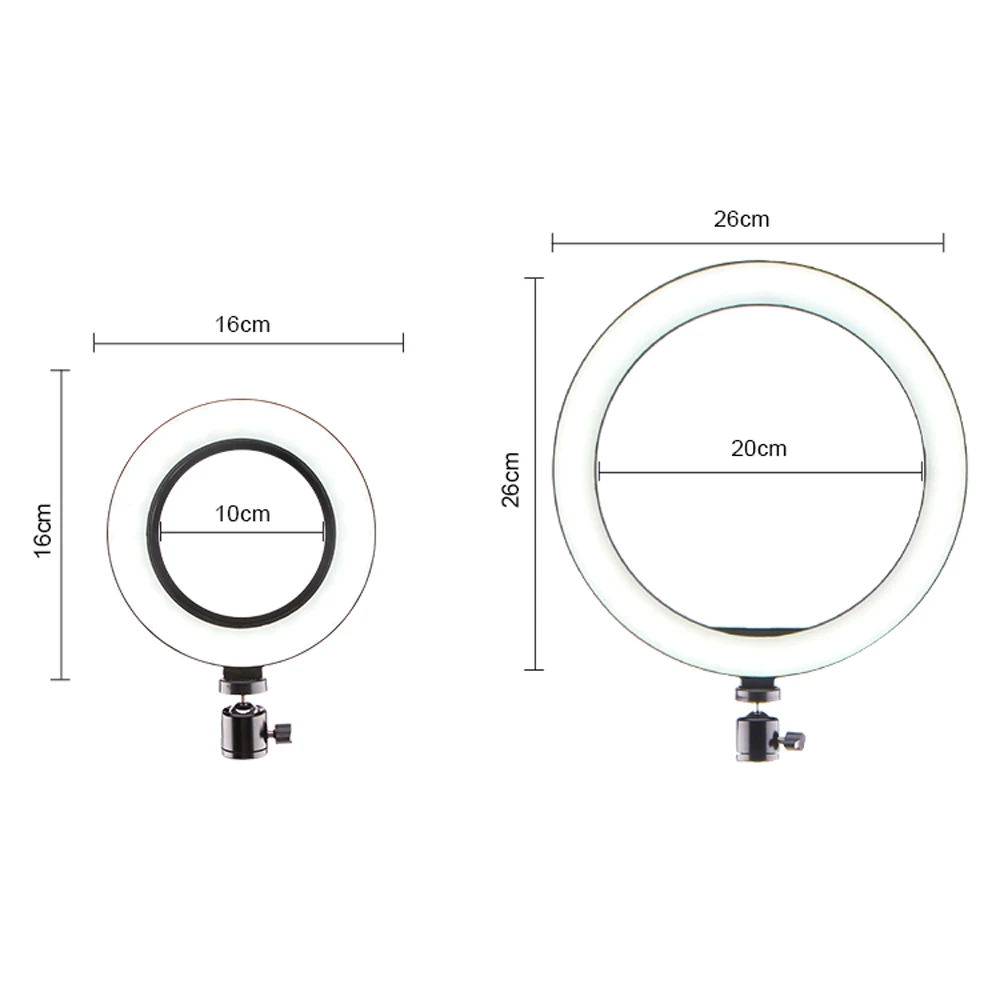 Светодиодный кольцевой светильник 16 см 26 см 5600K 64 светодиодный s кольцевой светильник для селфи фотографический светильник ing с Штативом Держатель для телефона usb-разъем для фотостудии