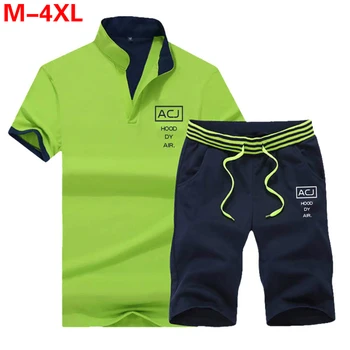 

Tracksuit Man Sets Pants Summer Men's Cropped T Shirt Shorts Casual 2PC Sets Men Summer Polo Shirt Mens Short Sleeve Polo+Shorts
