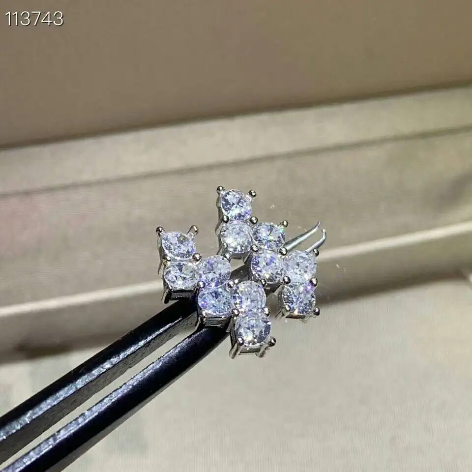 

[MeiBaPJ]Top Quality Moissanite Stud Earrings 925 Sterling Silver VVS D Color Diamond Earrings Fine Jewelry for Women