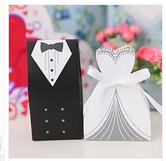 

200 pcs = 100 pairs one lot Paper Small Cardboard Wedding Candy Boxes Bride and Groom Favor for Gift Chocolate Party