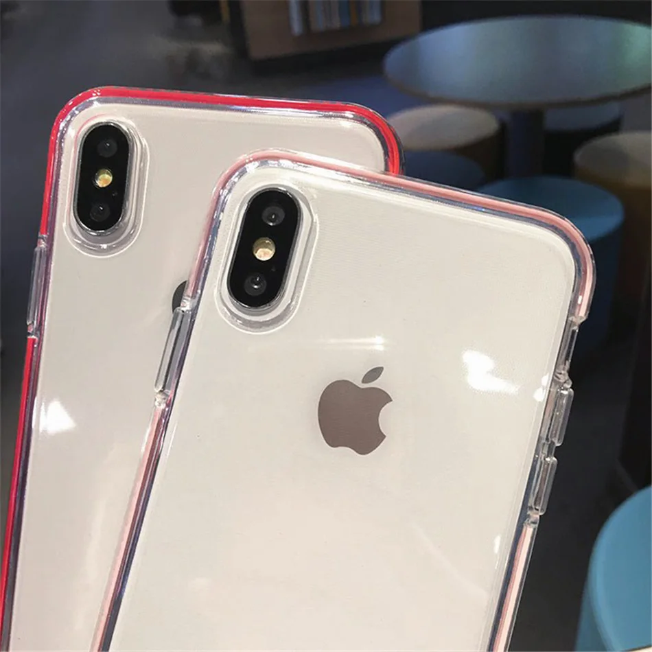 Прозрачный противоударный чехол для телефона iPhone 11 8 Plus X XR XS Max простой чехол для iPhone 7 6S Plus Мягкий ТПУ силиконовый чехол