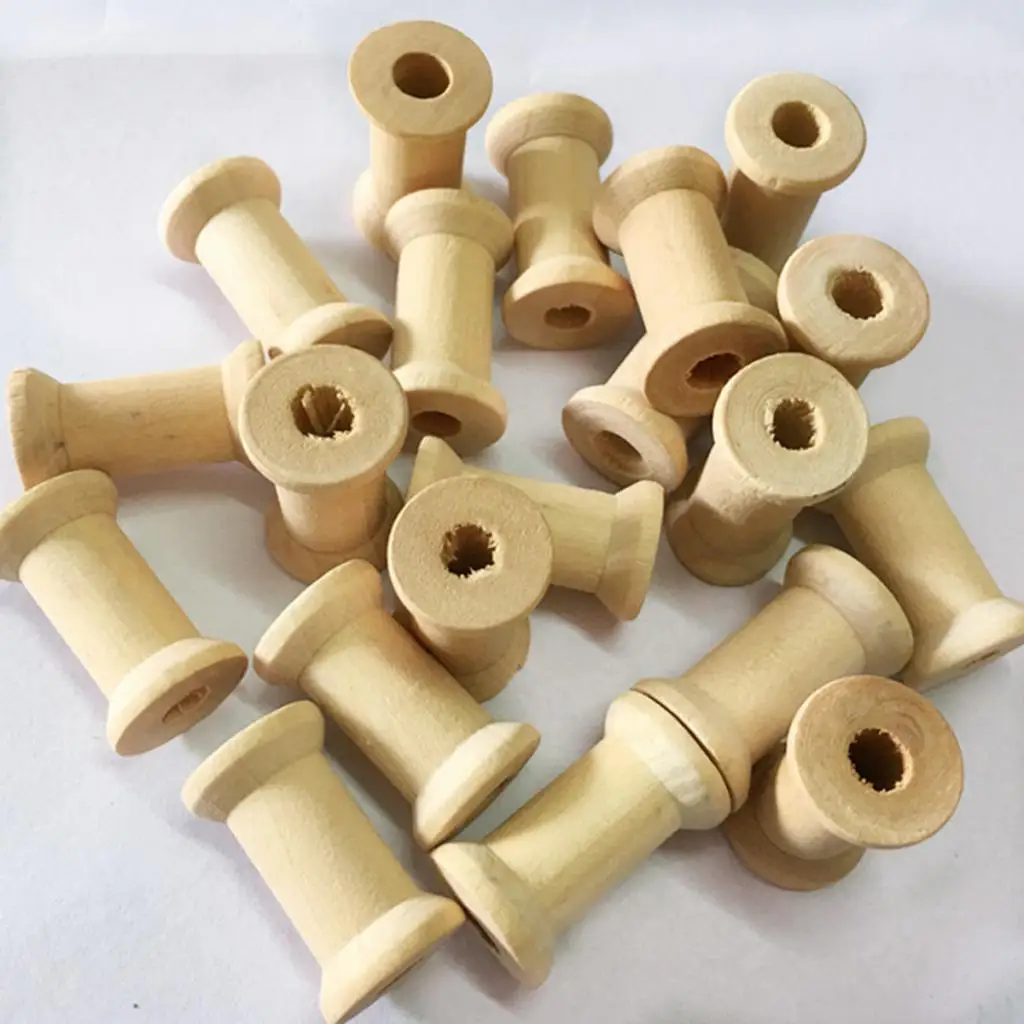 MagiDeal 20Pcs/Pack Vintage Wooden Sewing Tools Empty Thread Spools Sewing Notions for Dolls Ornaments Life Skills Craft Toys