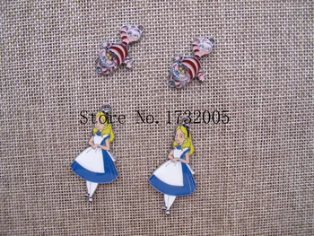 

Classic Lovely 20 pcs Cartoon Alice in Wonderland Princess And Cat Metal Charms DIY Jewelry Making Pendants Gifts J-06