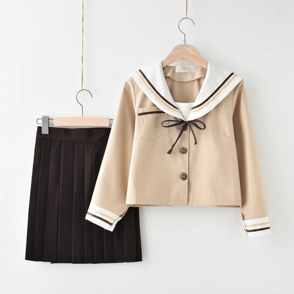 

Summer/autumn Japanese High-end Sailor Suit Soft Sister Middle School Pleated Skirt College Wind Class Suit Girl Jk Uniforms