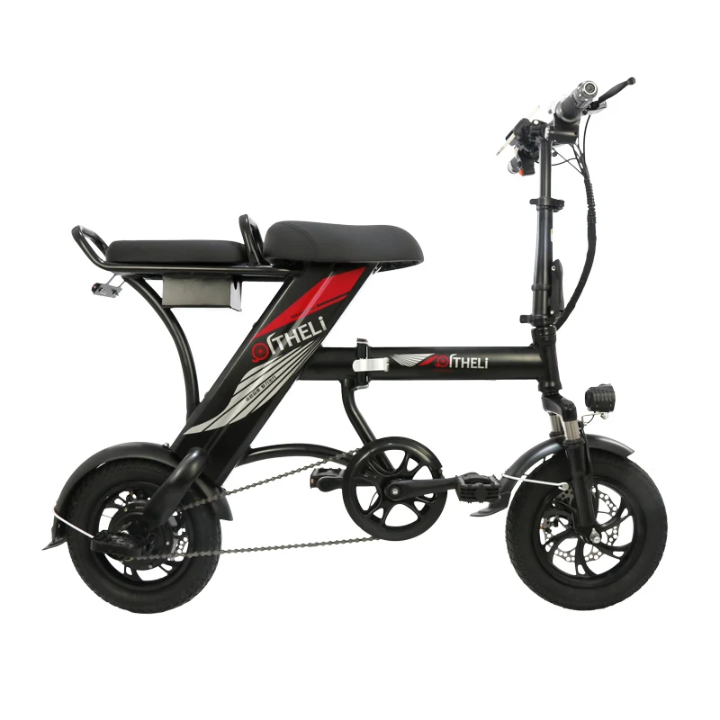12 дюймовый Электрический велосипед складной литиевая батарея электрический велосипед 2 колеса батарея электрический скутер для взрослых батарея Съемная велосипедные шлемы - Цвет: black 11Ah