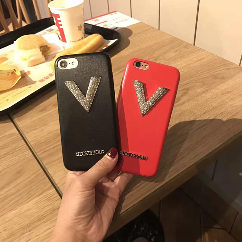 Aoweziic Mobile phone shell V word For iPhone XR 7plus sheepskin X XS MAX 6S anti fall 8plus innovate Diy soft protective sleeve