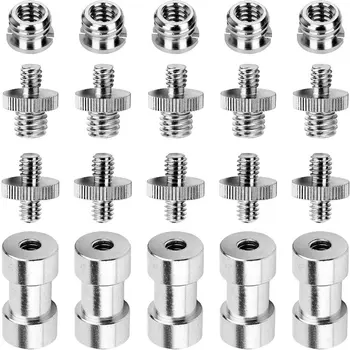 

3/8"-16 Female to 1/4"-20 Male Tripod Thread Reducer Screw Adapter (Brass) Precision (20 Pack)