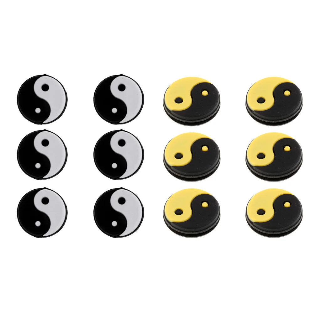 

6 Pieces Yin Yang Tennis Racquet Vibration Dampener Shock Absorbers Set Gift for Golf Learner Accessories