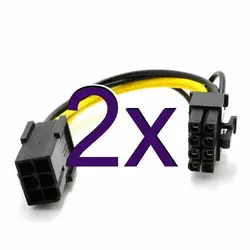 2 шт. PCI Express PCI-E черный красный 6 Pin до 8 Pin графическая карта адаптер питания кабель 20 см для ПК