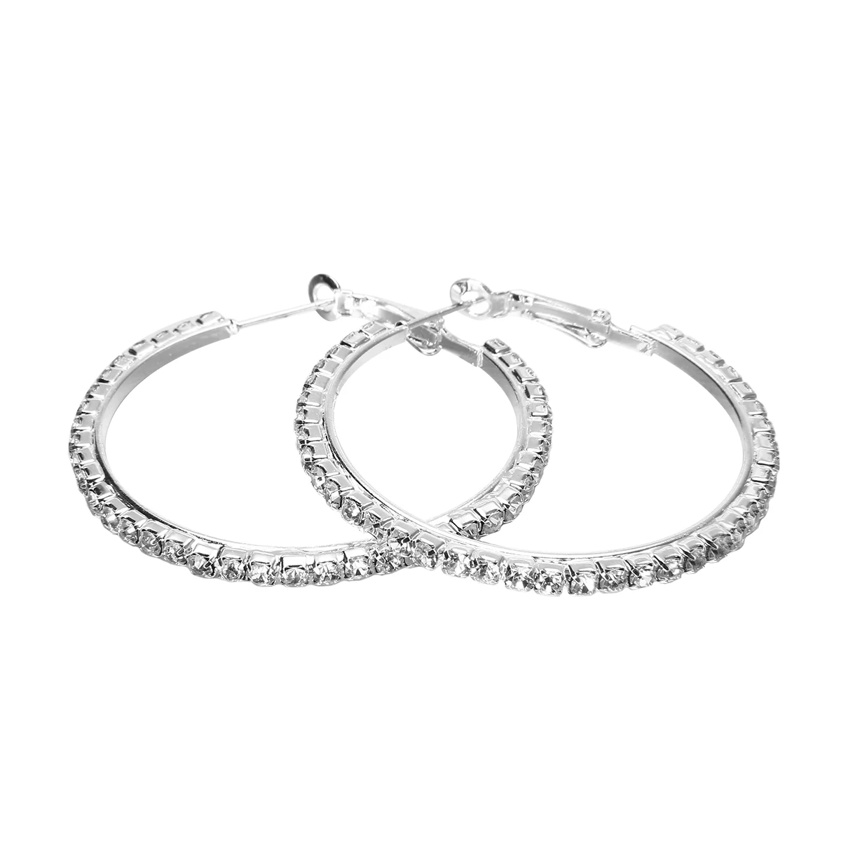 Luxury Elegant Crystal Round Circle Earrings Fashion Charming Hoop Earring Trendy Jewelry Birthday Gifts For Women