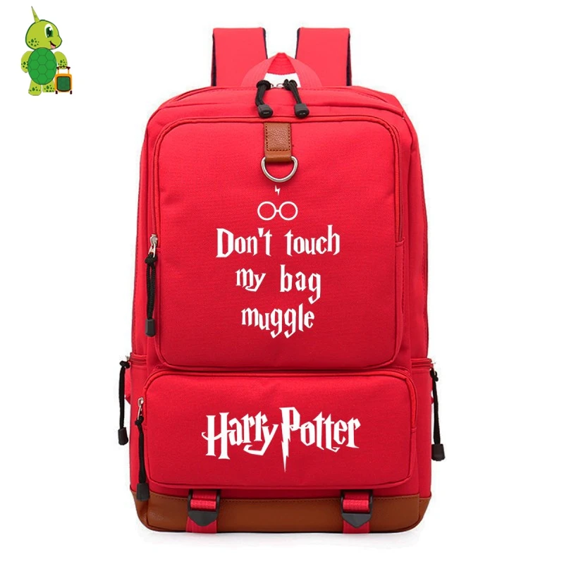 

Mochila Harri Potter Laptop Backpack for Teenagers Magical Canvas Backpack Don't Touch My Bag Muggle Prints Students School Bags