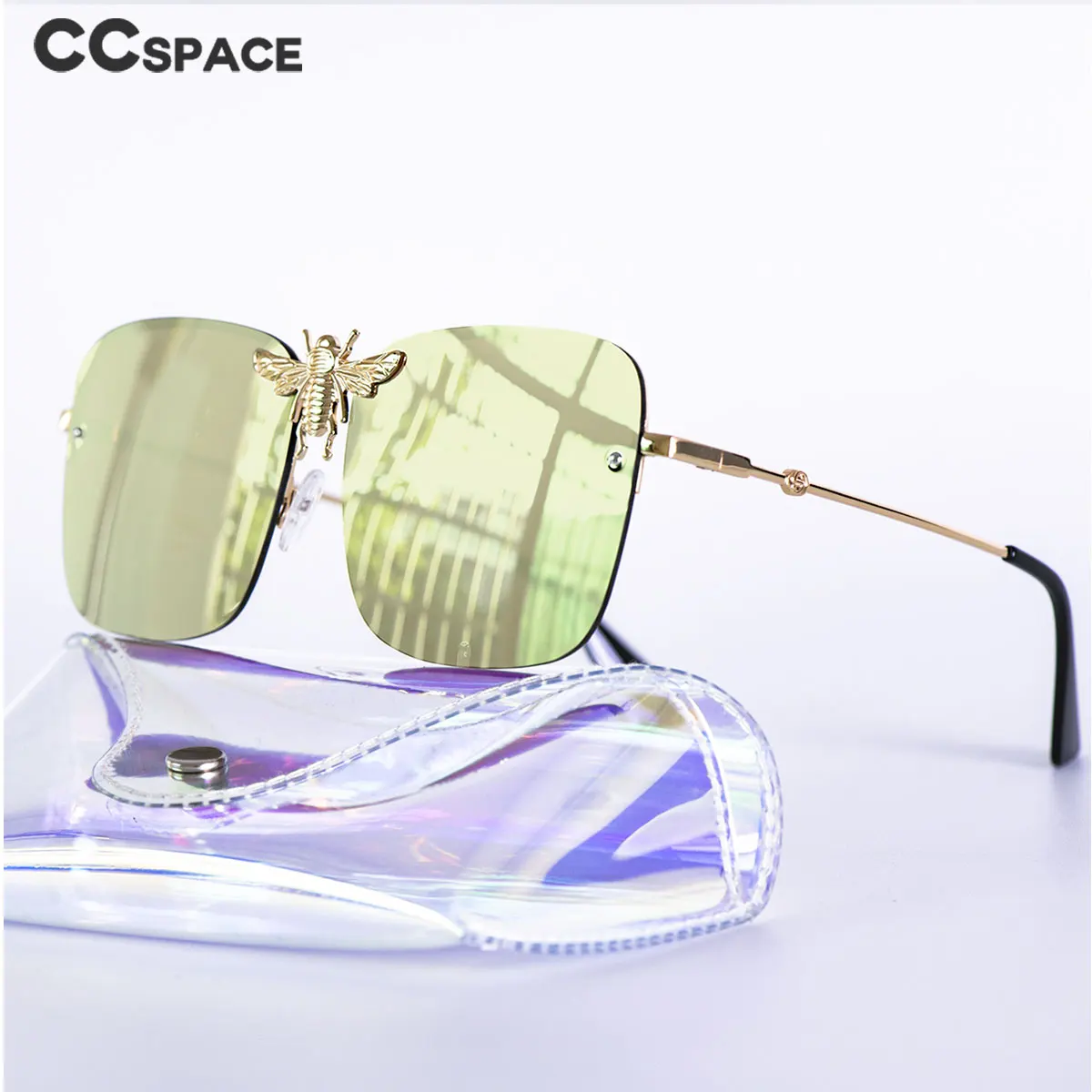 Квадратные металлические большие пчелы роскошные солнцезащитные очки UV400 ретро мужские и женские оттенки 51007
