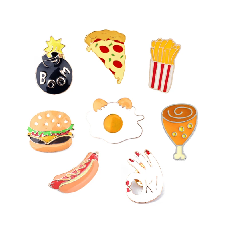 Foods French fries Boom OK Hamburger Chicken Leg Egg Pizza Hot Dog Brooch Pins Clothing Backpack Jacket Pin Badge Jewelry Gifts
Foods French fries Boom OK Hamburger Chicken Leg Egg Pizza Hot Dog Brooch Pins Clothing Backpack Jacket Pin Badge Jewelry Gifts