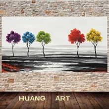 

Modern Money Tree Handmade Colorful Tree Oil Painting on Canvas Modern Abstract Large Landscape Wall Art for Living Room