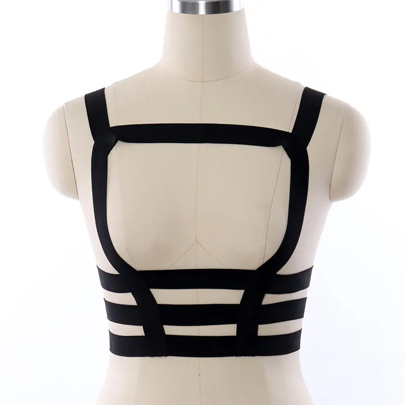 

Black Chest Harness Gothic Elastic Bondage Harness Belt Cupless Body Bondage Cage Bralette Harajuku Bust Harness Sexy Lingerie