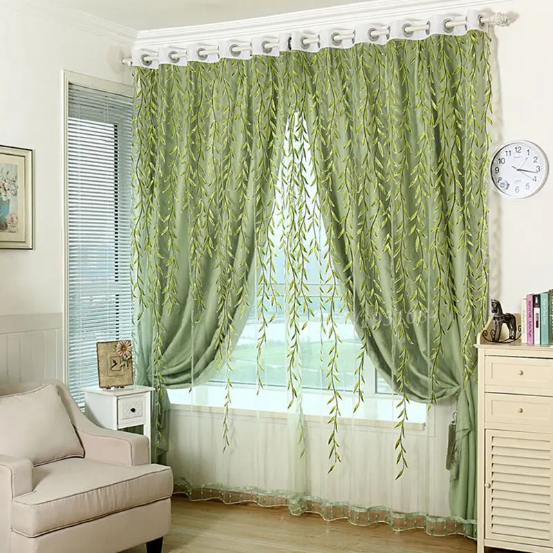 1pcs green sheer curtain for living room window blackout curtains home decor draperies drapes organza flower - Home Decor Curtains 1pcs green sheer curtain for living room window blackout curtains home decor draperies drapes organza flower - Home Decor Curtains
