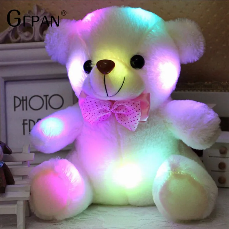 1 шт. 25 см Световой плюшевый мишка игрушки мерцающий кукла животных симпатичный медведь животные лучший подарок на день рождения для детей