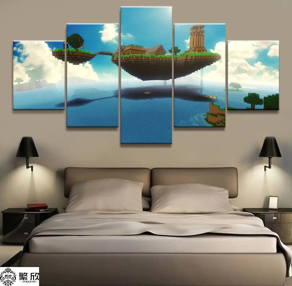 Us 6 12 49 Off 5 Panel Minecraft Game Canvas Printed Painting For Living Room Wall Art Home Decor Hd Picture Artwork Modern Poster In Painting