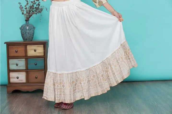 Женский Модный этнический комплект с принтом s, хлопковый костюм в индийском пасторальном стиле, женский топ и юбка