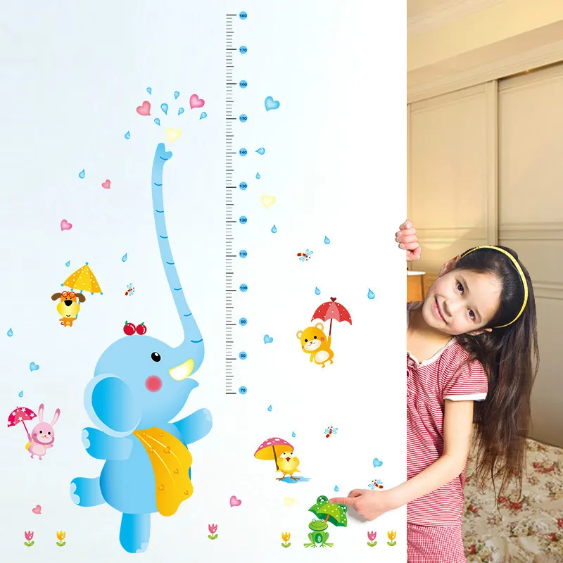 Diy Cute Animal Height Chart Rule Wall Stickers Cartoon Elephant Kids