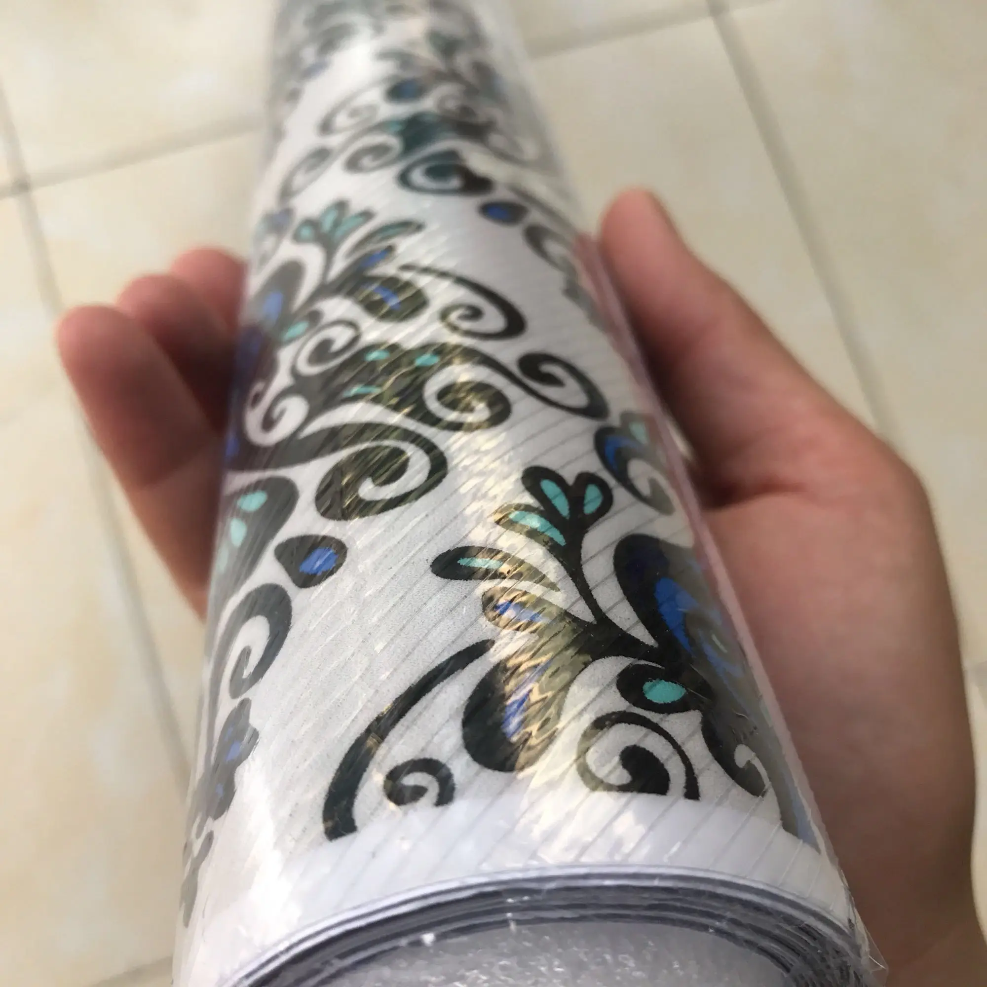 Funlife дамасский стиль противоскользящая напольная наклейка, плитка наклейка на стену для гостиной ванной комнаты, водонепроницаемая декоративная наклейка s