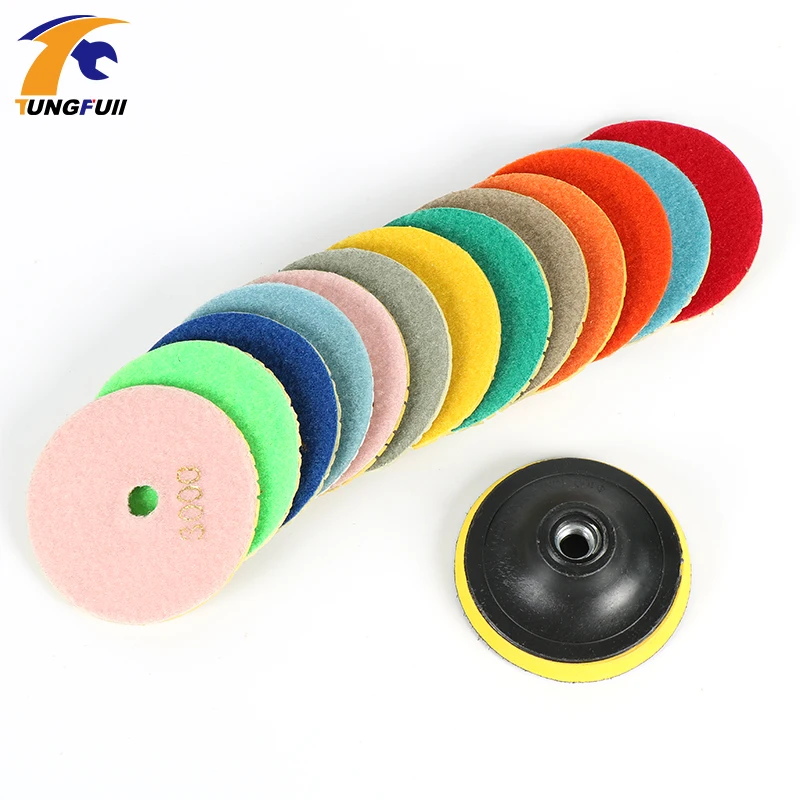 Tungfull 14 in 1 4" Assorted Diamond Flexible Polishing Pads Wet