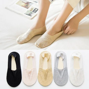 

New summer ladies lace invisible socks silicone non-slip women socks