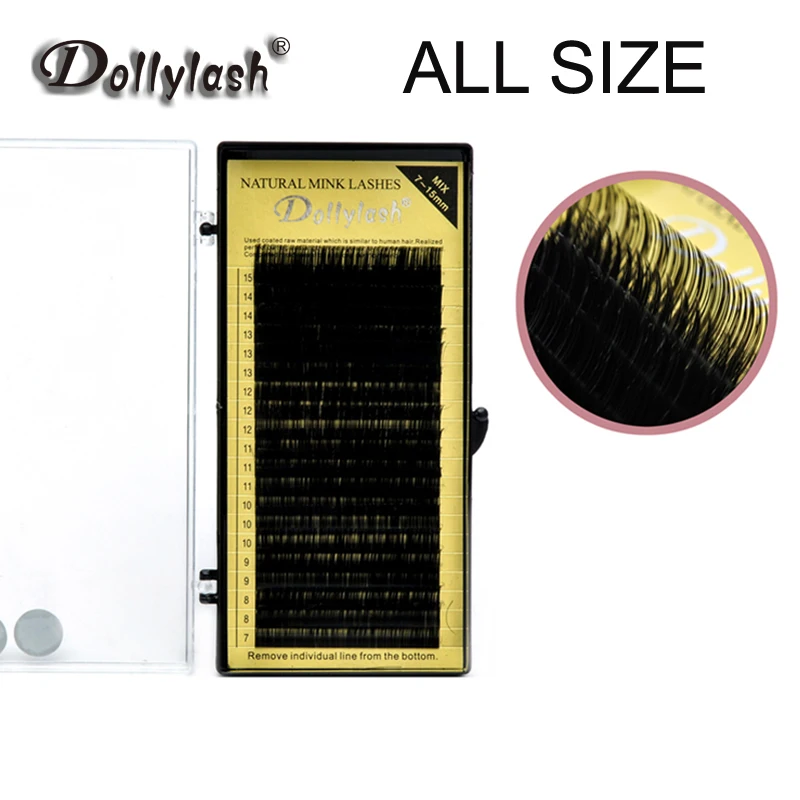 

10 trays/lot All size 20 rows/tray mink individual eyelash extension mix length 7-15mm in one tray false eye lash free shipping
