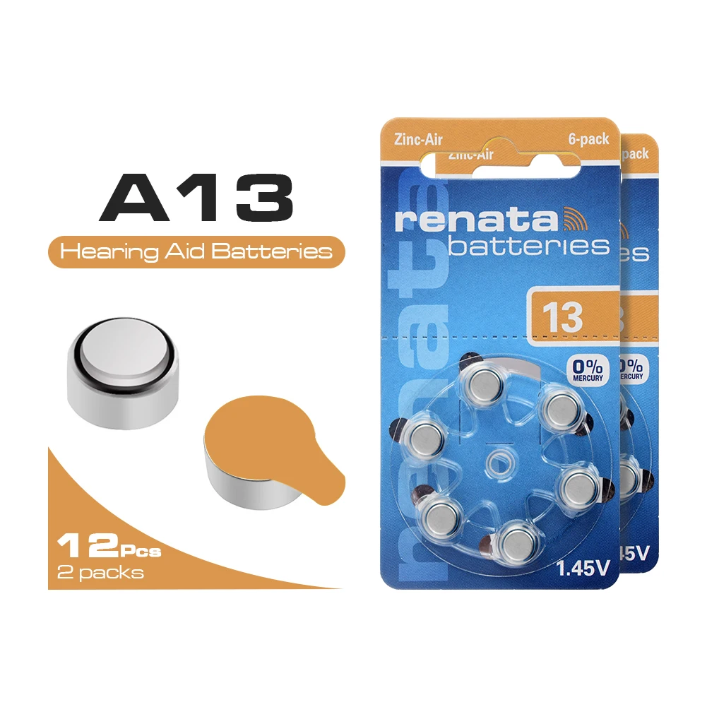 

For Hearing Aid Batteries 1.45V Original High performance capacity 305mAh Battery A13 13A ZA13 PR48 Size 13 12Pcs Free shipping~