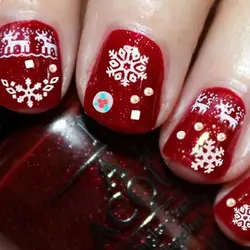 Рождественский снег стилей 3D ногтей Книги по искусству Стикеры Водные Наклейки Дизайн для ногтей белый Рождественский олень перо