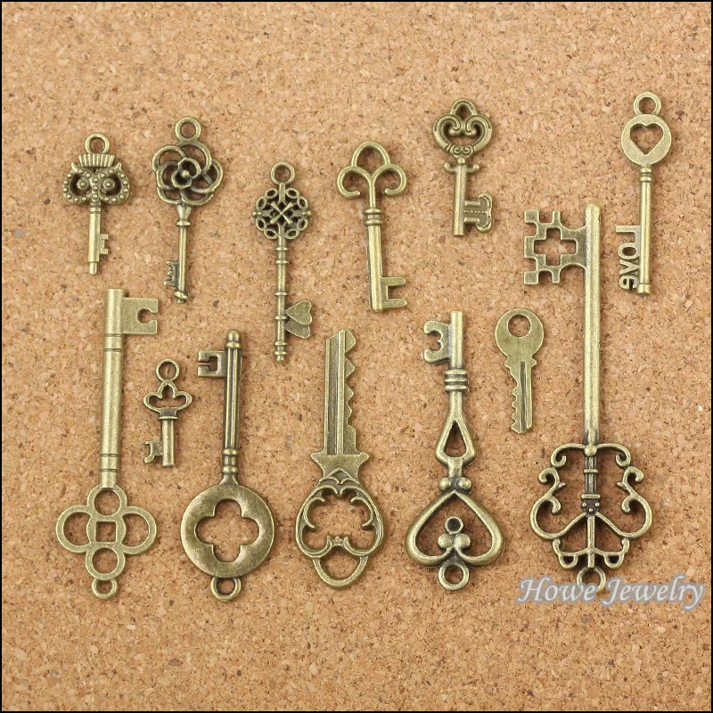 

Wholesale 39 pcs Vintage Charms Mixed Keys Pendant Antique bronze Fit Bracelets Necklace DIY Metal Jewelry Making 10011