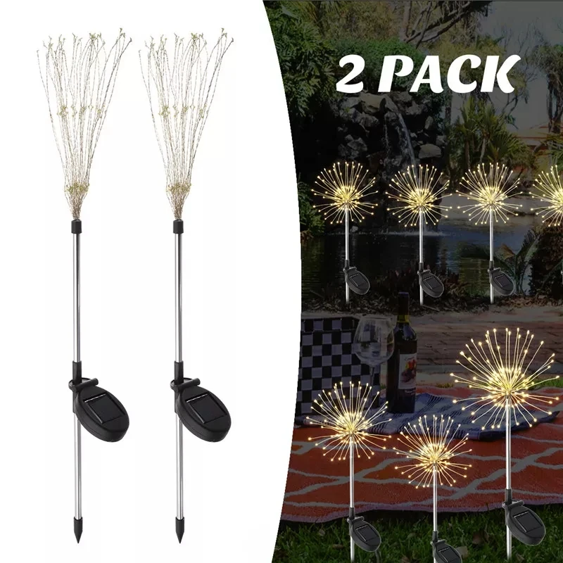 

Solar Powered 105LED Starburst Fireworks Fairy String Landscape Light Christmas Outdoor Decor Led lawn lamp 2PCS/set