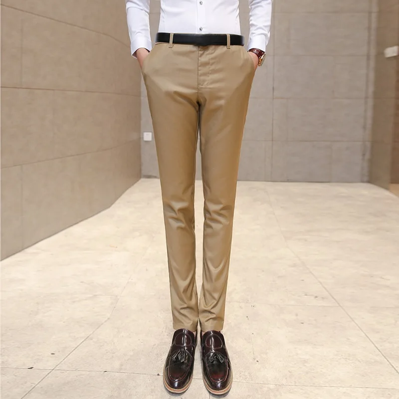 OEAK для мужчин's прямые повседневные брюки длинные брюки морщин-свободный костюм брюки для девочек середины талии calsas masculina