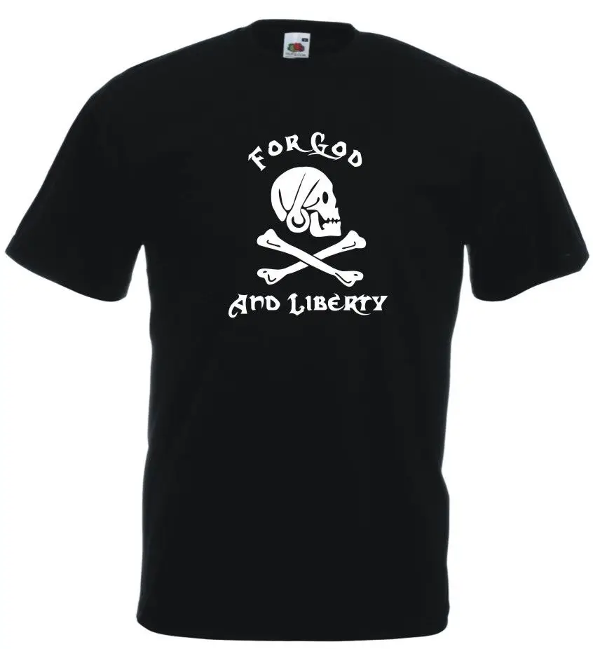 2018 модные повседневные streetwearPirate флаг Генри каждый "для Бога и свобода"-забавная футболка черная футболка Для мужчин рубашка