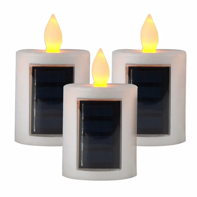 3PCS Solar Powered Candle Lantern Outdoor Garden Solar Tea Lights