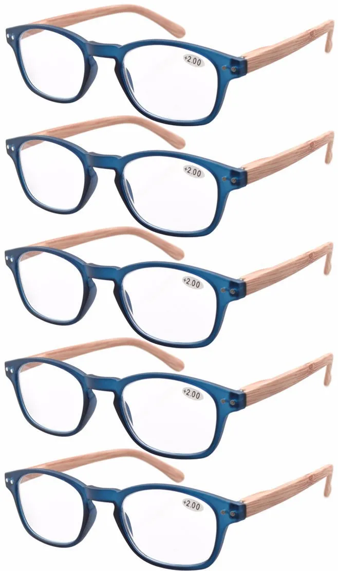R034 окуляр 5-pack пружинный шарнир дерево-зерна печатных рук очки для чтения Защита от солнца считыватели+ 0,50-+ 4,00