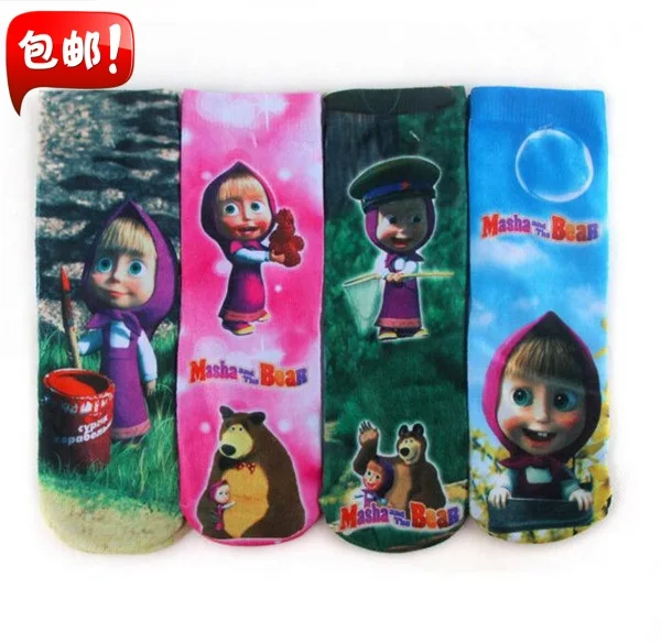 Baby Masha and Bear Cartoon Socks
