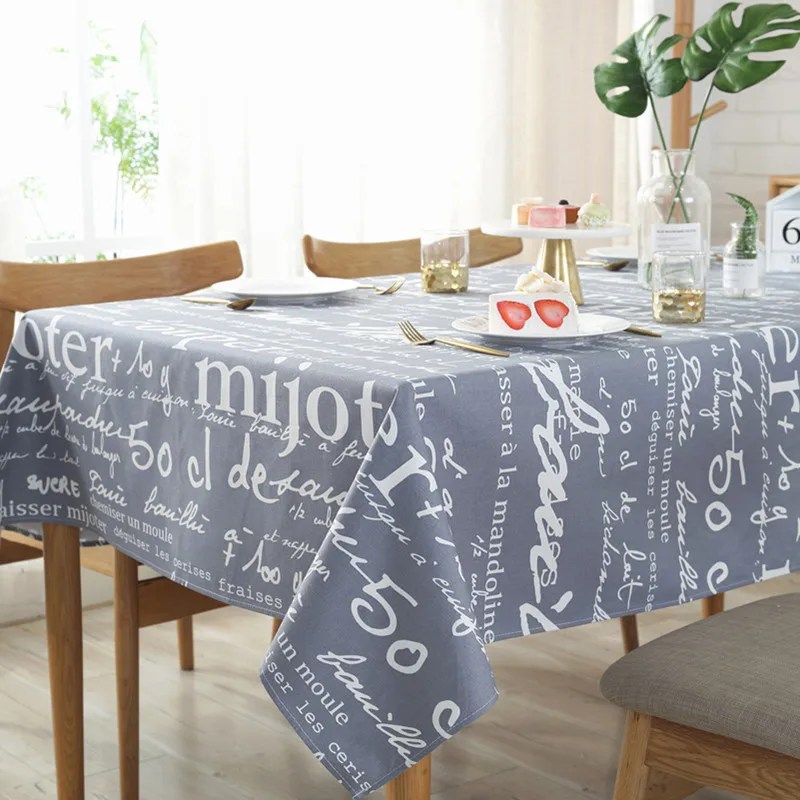 

European British retro grey English letters cotton thickened canvas tablecloth tea table cloth multi-functional home decorations