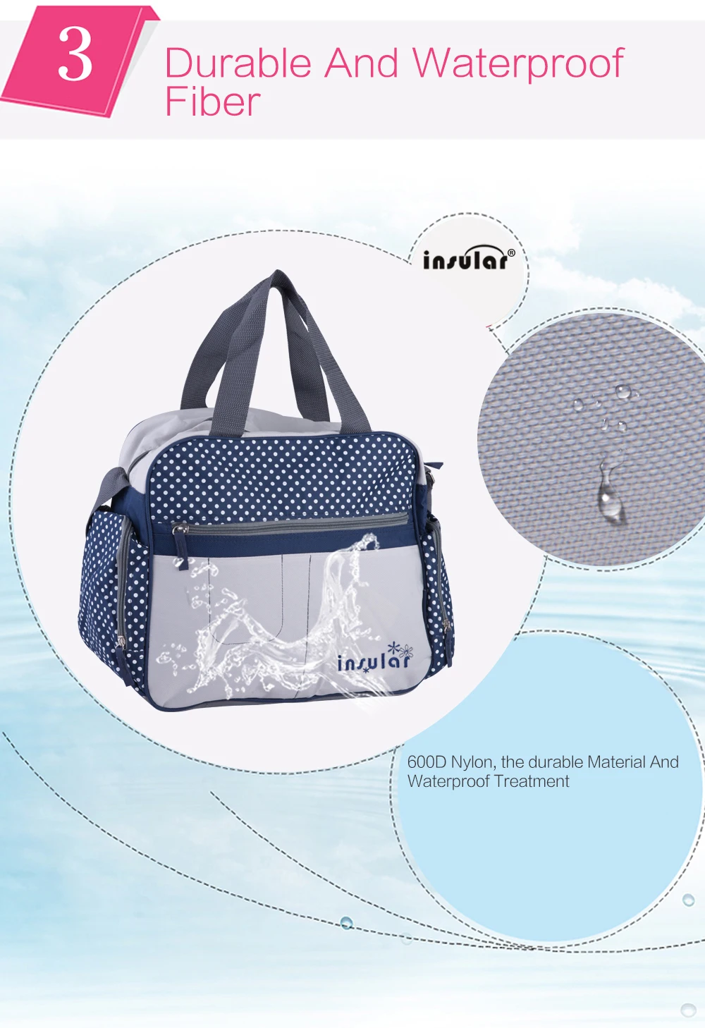 Insular детские сумки для подгузников модная сумка для подгузников сумка на плечо для мамы Материнство Мумия Сумка водонепроницаемая Детская сумка для коляски