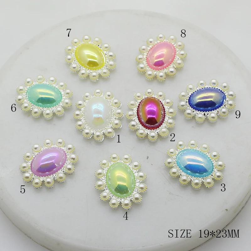 

ZMASEY Hot Prices 19*23mm Metal Alloy Pearl Buttons 10Pcs/Lot Mix Color DIY Fashion Handwork Sewing Button Holiday Decoration