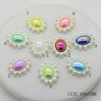 

ZMASEY Hot Prices 19*23mm Metal Alloy Pearl Buttons 10Pcs/Lot Mix Color DIY Fashion Handwork Sewing Button Holiday Decoration