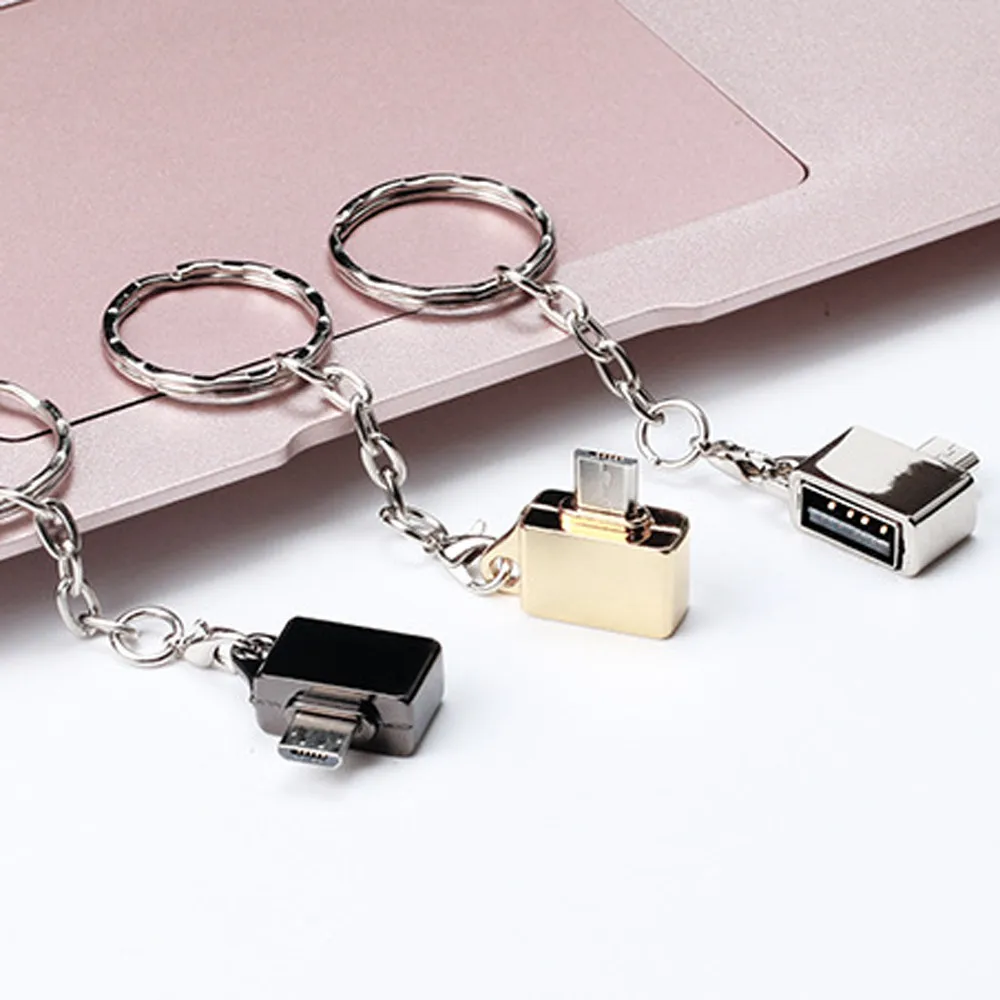 Новинка, лучшая, Металлический Micro USB Мужской к USB 2,0 A Женский Адаптер конвертера OTG с брелоком,, Прямая поставка