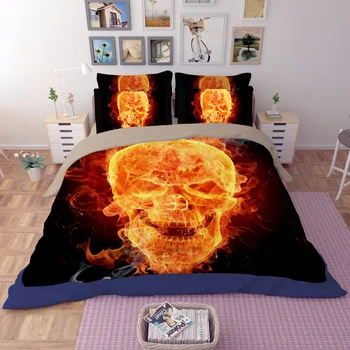 

Fashion!!! 3Pcs Bedding Set Cool Unique 3D Skull Bedding Sets Single Bed Queen Super King Size Duvet Cover comforter set