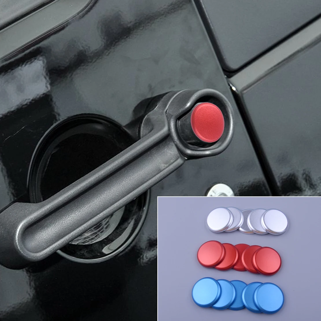 

Aluminium Door Grab Handle Exterior Push Button Cover Trim Fit for JEEP Wrangler JK 4-Door 2007 2008 2009 2010 2011-2016