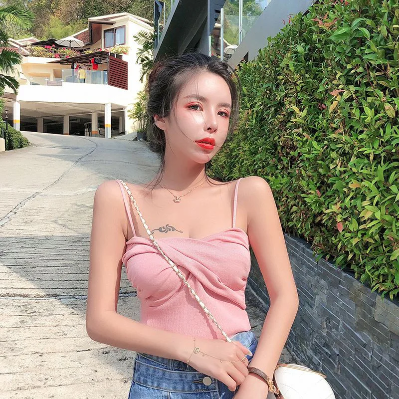

Spring and summer new style Korean short sexy tube top vest Fashion temperament knit vest