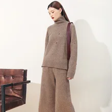 Yak wool sweater autumn high collar pullover sweater bottoming sweatershirt female hollow out irregular sweater women MF2722