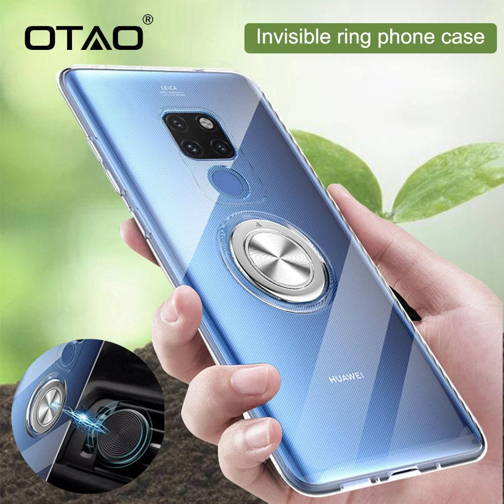 Магнитный автомобильный держатель OTAO для Huawei Mate 20 Pro P30 P20 Lite Прозрачный чехол Nova 4