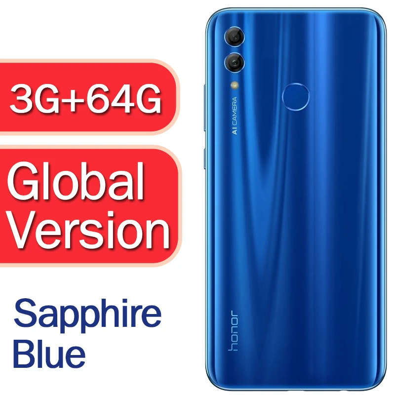 Глобальная версия Honor 10 Lite мобильный телефон Android 9,0 6,2" FHD 2340X1080 шрифт 24MP AI камера отпечаток пальца 710 Восьмиядерный - Цвет: 3G 64G Sapphire blue