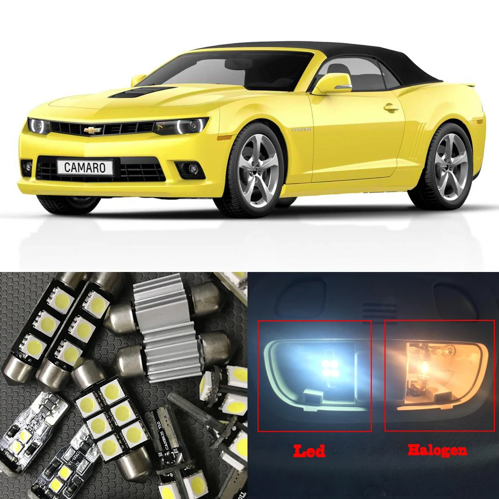 Us 9 79 8x Auto Car Led Light Bulbs Interior Kit For 2010 2015 Chevy Chevrolet Camaro 6000k White Led Map Dome Trunk License Plate Light In Signal