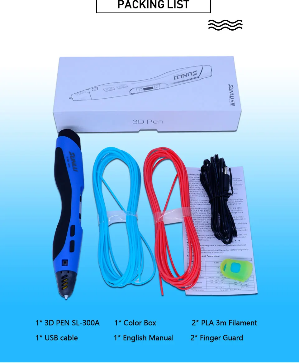 3D ручка печать SL-300A Интеллектуальный 100 м 20 шт ABS низкой температуры 3D ручки нити DIY живопись игрушки Рисунок подарок